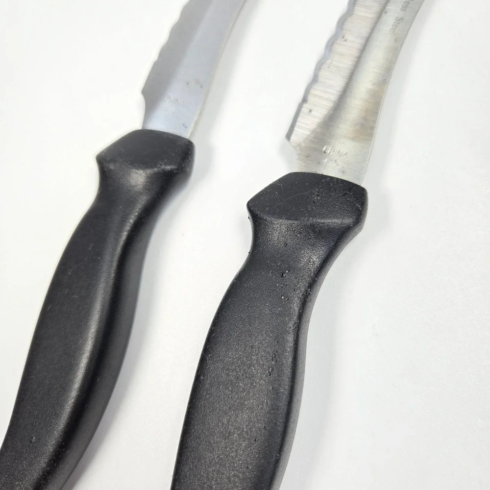 Miracle Blade III Perfection Series Steak Knives Set of 2 Stainless Black Handle